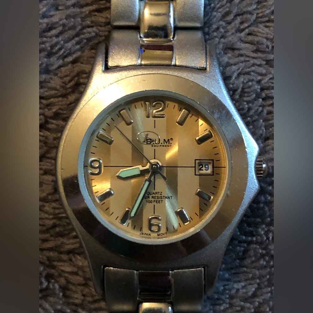 Bum equipment watch silver tone gold dial